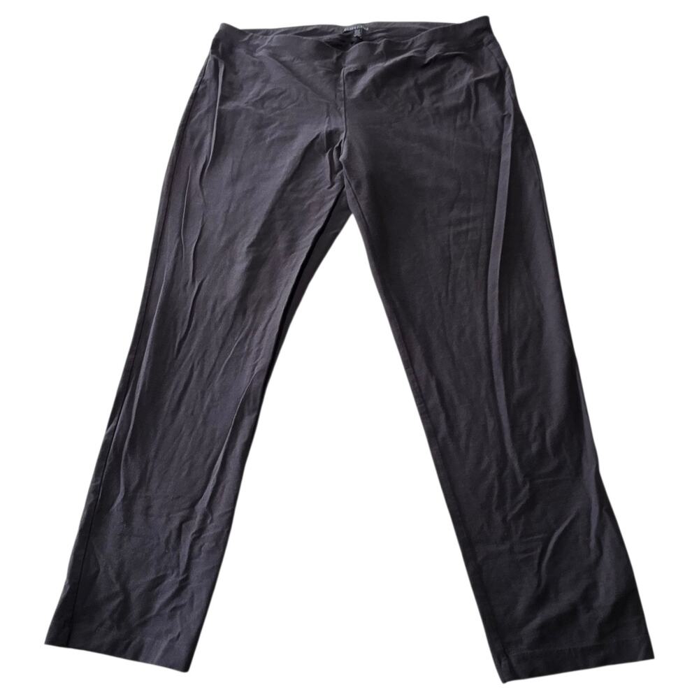 Eileen Fisher Black Jersey Knit Pull On Straight Leg Pants Women's Large Stretch